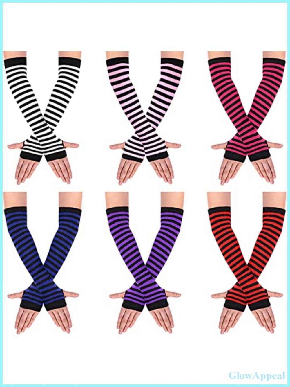 Long Fingerless Gloves with Thumb Hole, Knit Arm Warmers, Polyester, Winter